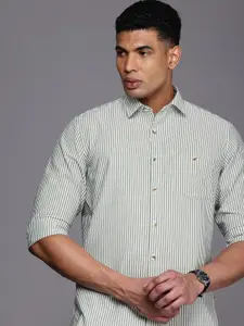 Louis Philippe Sport Pure Cotton Slim Fit Opaque Striped Casual Shirt