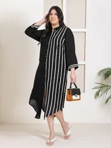 DEEBACO Striped A-Line Midi Dress
