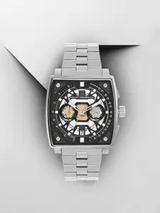 French Connection Men Skeleton Bracelet Style Straps Analogue Chronograph Watch FCT1SM