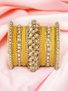 leshya Set Of 22 Brass-Plated Kundan-Studded Bangles
