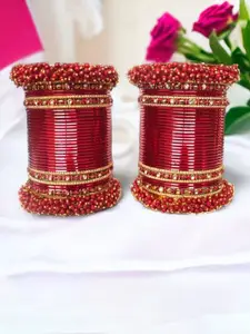 leshya Set of 72 Brass-Plated Kundan Studded Bangles