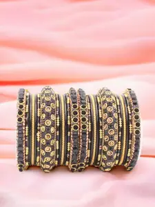 leshya Set Of 26 Brass-Plated Stone-Studded Bangles