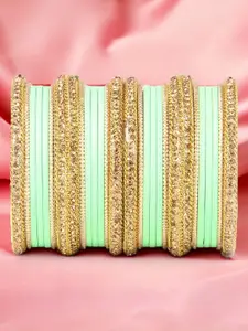 leshya Set Of 26 Gold-Plated Kundan-Studded Bangle