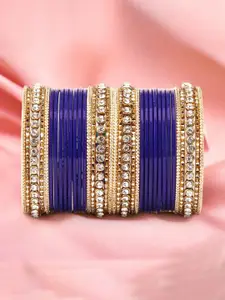 leshya Set Of 36 Brass-Plated Kundan-Studded Bangle