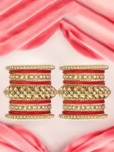 leshya Set Of 44 Brass-Plated Kundan-Studded Bangle