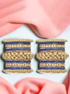 leshya Set Of 44 Brass-Plated Kundan Studded Bangles
