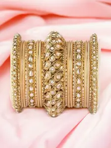 leshya Set Of 22 Brass Plated Kundan Stone Bangle