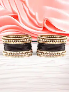 leshya Set Of 36 Brass-Plated Kundan-Studded Bangles