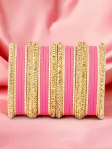 leshya Set Of 26 Gold-Plated Kundan-Studded Bangle