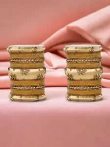 leshya Set Of 58 Brass-Plated Kundan Studded Bangles