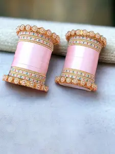 leshya Set Of 60 Brass-Plated Kundan Studded Bangles