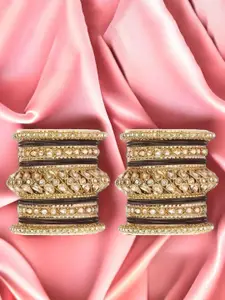 leshya Set Of 44 Brass-Plated Kundan-Studded Bangle