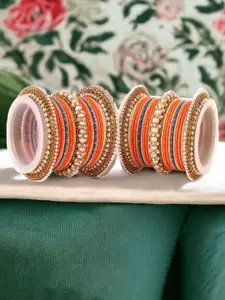 leshya Set Of 50 Brass-Plated Kundan-Studded Bangle