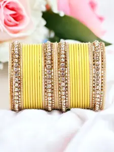 leshya Set Of 36 Brass-Plated Kundan-Studded Bangle