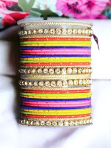 leshya Set Of 36 Brass-Plated Kundan Studded Bangles