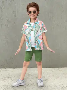 Toonyport Boys Printed Pure Cotton T-shirt With Shirt & Shorts