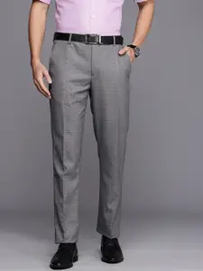 Louis Philippe Men Checked Slim Fit Formal Trousers