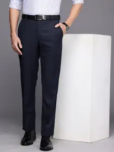 Louis Philippe Men Checked Slim Fit Formal Trousers