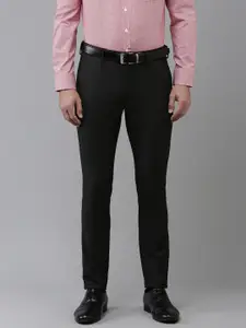 Louis Philippe Men Checked Tapered Fit Formal Trousers