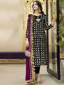 ODETTE Floral Embroidered Beads and Stones Georgette Semi Stitched Dress Material