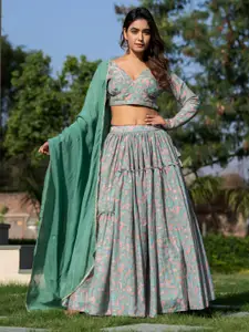 HOUSE OF JAMOTI Sehar Floral Printed Ready to Wear Lehenga & Blouse With Dupatta