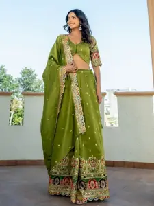 HOUSE OF JAMOTI Embroidered Sequinned Ready to Wear Lehenga & Blouse With Dupatta