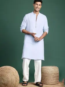 Sangria Mandarin Collar Pure Cotton Kurta With Zipper