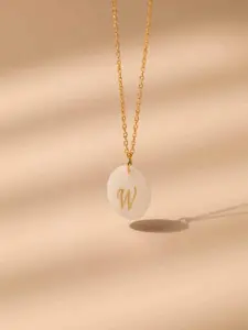 AQUASTREET 18K Gold-Plated Waterproof Antitarnish Letter W Initial Pendant Necklace