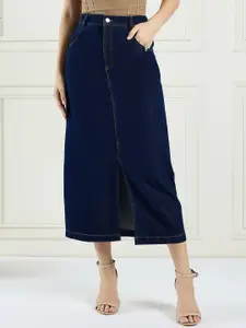 DRAPE AND DAZZLE Women A-Line Skirt With Front Slit