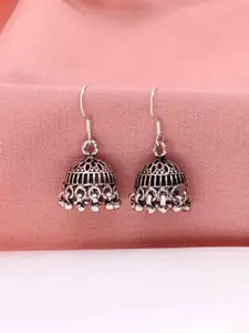 KAI JEWEL Rhodium Plated 92.5 Sterling Silver Dome Shaped Oxidised  Jhumkas