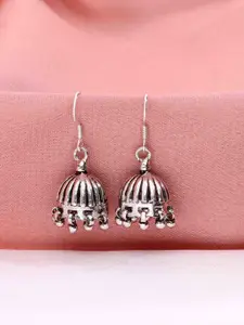 KAI JEWEL Rhodium Plated 92.5 Sterling Silver Dome Shaped Oxidised  Jhumkas