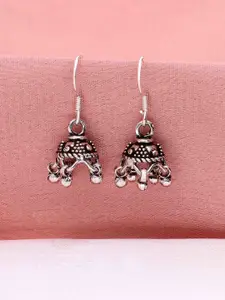 KAI JEWEL Rhodium Plated 92.5 Sterling Silver Dome Shaped Oxidised  Jhumkas