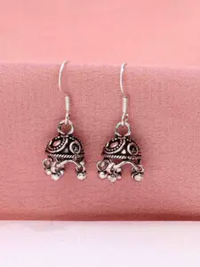 KAI JEWEL Rhodium Plated 92.5 Sterling Silver Dome Shaped Oxidised  Jhumkas