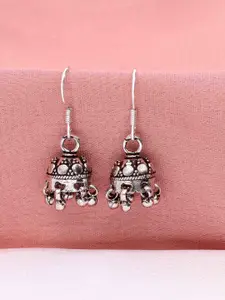 KAI JEWEL Rhodium Plated 92.5 Sterling Silver Dome Shaped Oxidised  Jhumkas