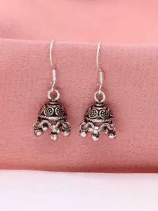 KAI JEWEL Rhodium Plated 92.5 Sterling Silver Dome Shaped Oxidised  Jhumkas