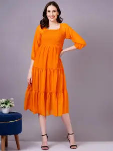 HIGHLIGHT FASHION EXPORT Women Puff Sleeve Georgette Empire Midi Dress