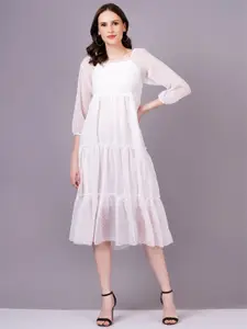 HIGHLIGHT FASHION EXPORT Women Empire Midi Puff Sleeve Dress