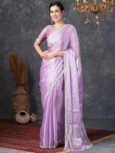 Satrani Embellished Beads and Stones Pure Chiffon Saree