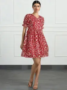 FASHION DREAM Floral Print Georgette Fit & Flare Dress