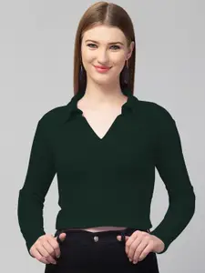 Dream Beauty Fashion Women Solid Shirt Collar Polyester Top