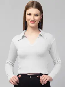 Dream Beauty Fashion Women Solid Shirt Collar Polyester Top