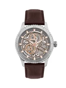 SANTA BARBARA POLO & RACQUET CLUB Men Gunmetal Dial Automatic Skeleton Watch SB.1.10573-5