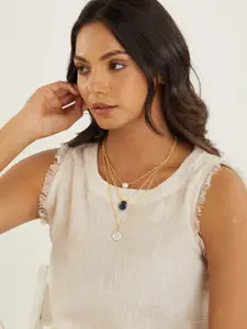 Totapari Gold Plated Pearl Beaded & Stone Studded Necklace