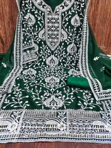 KIMISHA Floral Embroidered Sequinned Unstitched Dress Material