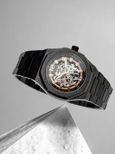 DIOLLO Men Skeleton Stainless Steel Straps Analogue Automatic Motion Powered Watch DIO25