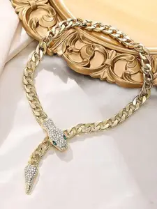 VIEN Gold-Plated Stainless Steel Rhinestone Necklace