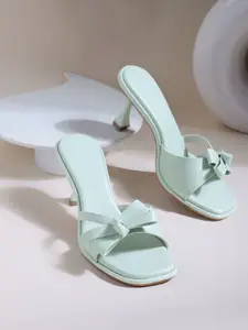 DressBerry Embellished PU Block with Bows heels