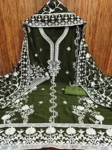 KIMISHA Floral Embroidered Unstitched Dress Material