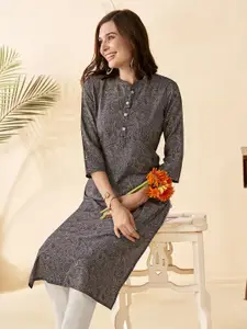 Anouk Paisley Printed Mandarin Collar A-Line Kurta