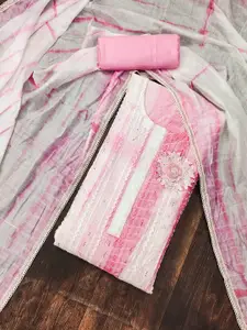 KIMISHA Striped Embroidered Sequinned  Unstitched Dress Material